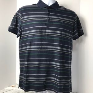 Z Zegna Navy Striped Polo Shirt Sz M Short Sleeve